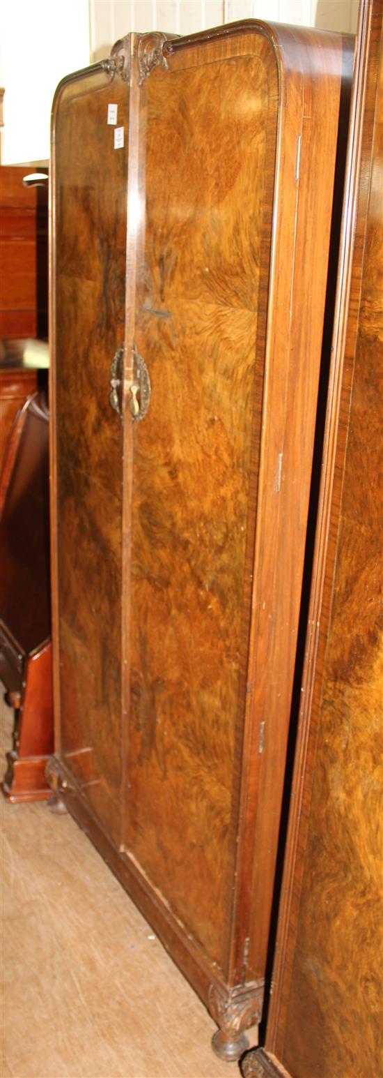 Burr walnut two door wardrobe